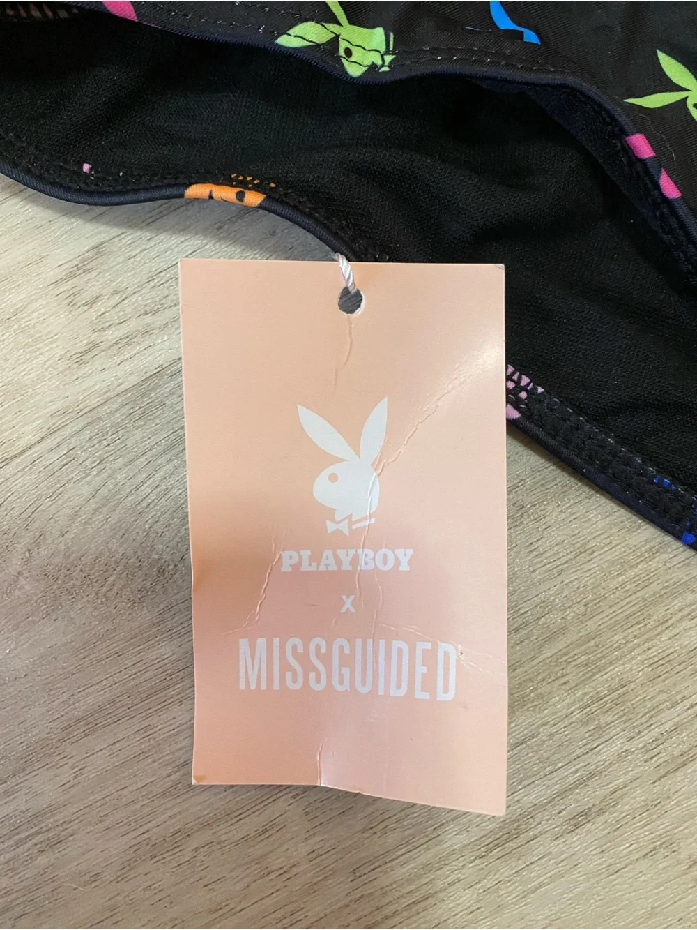 Playboy x Missguided Black Rainbow Bunny Bikini- NWT